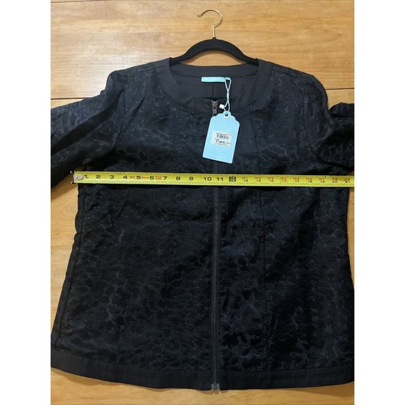 BLUE ILLUSION sz L black animal print zip Up light weight short jacket NEW - Picture 6 of 9